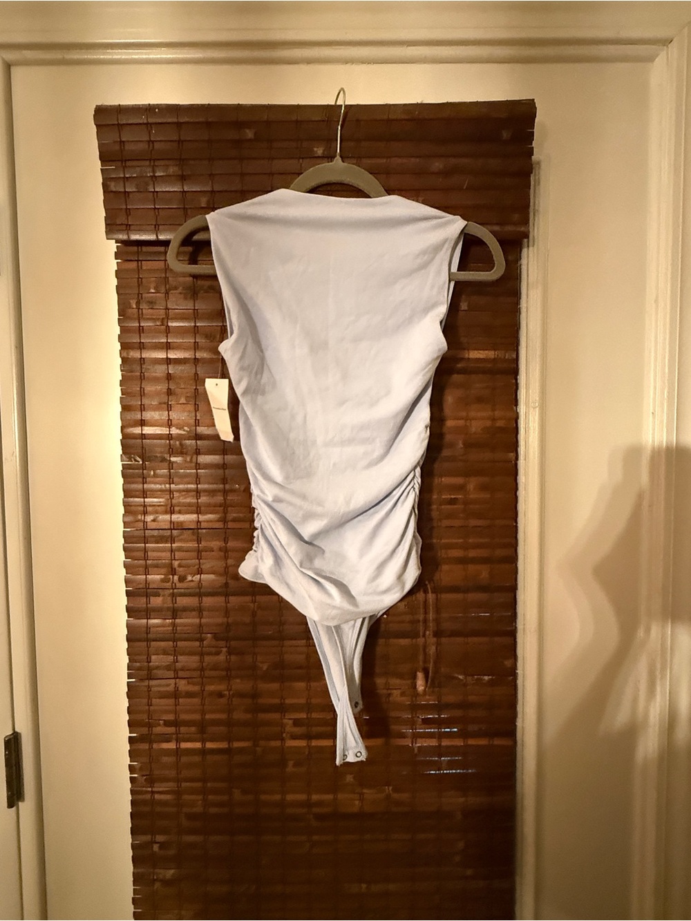 Abercrombie & Fitch Square Neck bodysuit ruched, light blue colorway, sz S,nwt🩵 - Picture 4 of 9